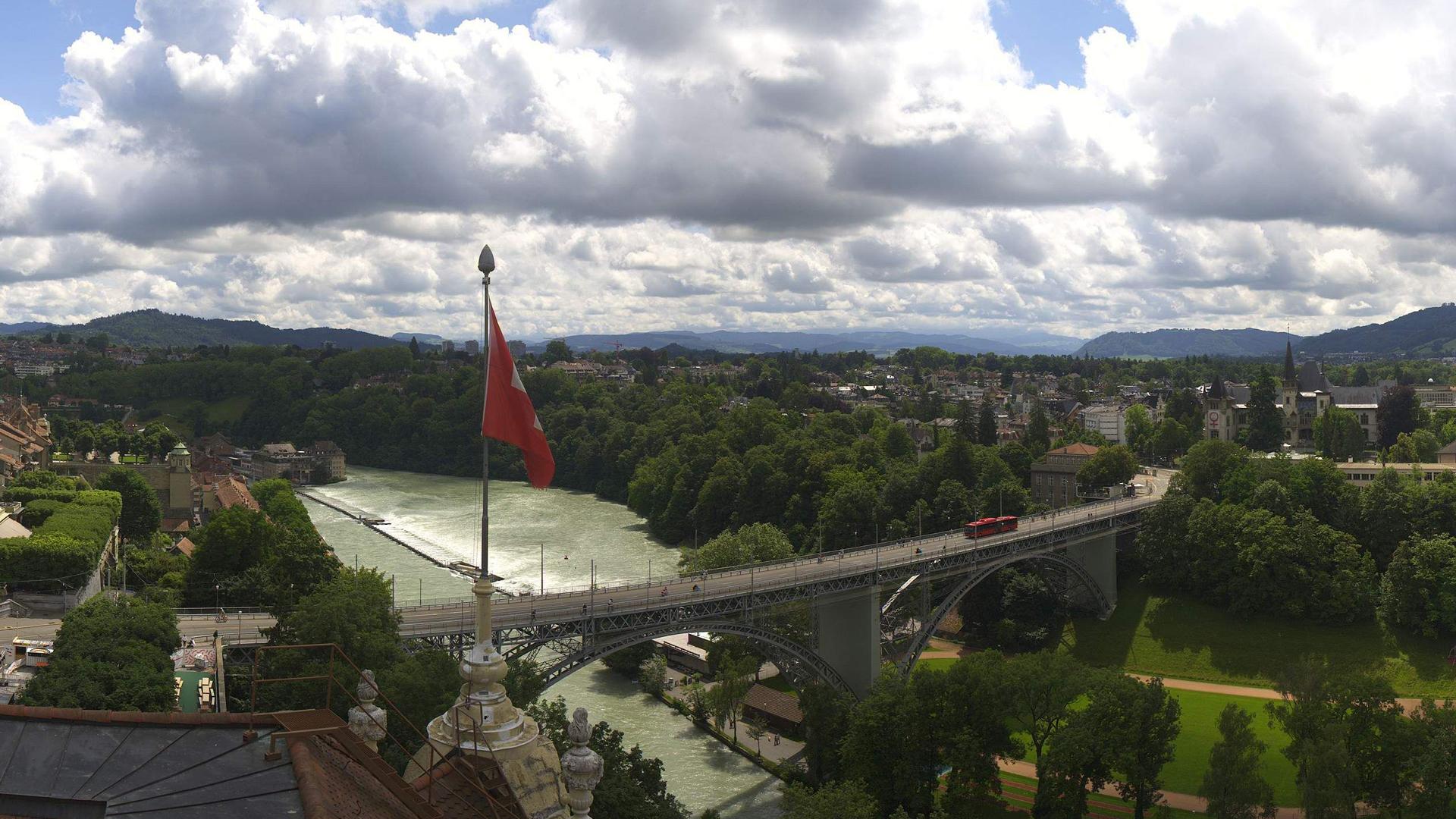 Überflutete Aare in Bern am 11.7.2021