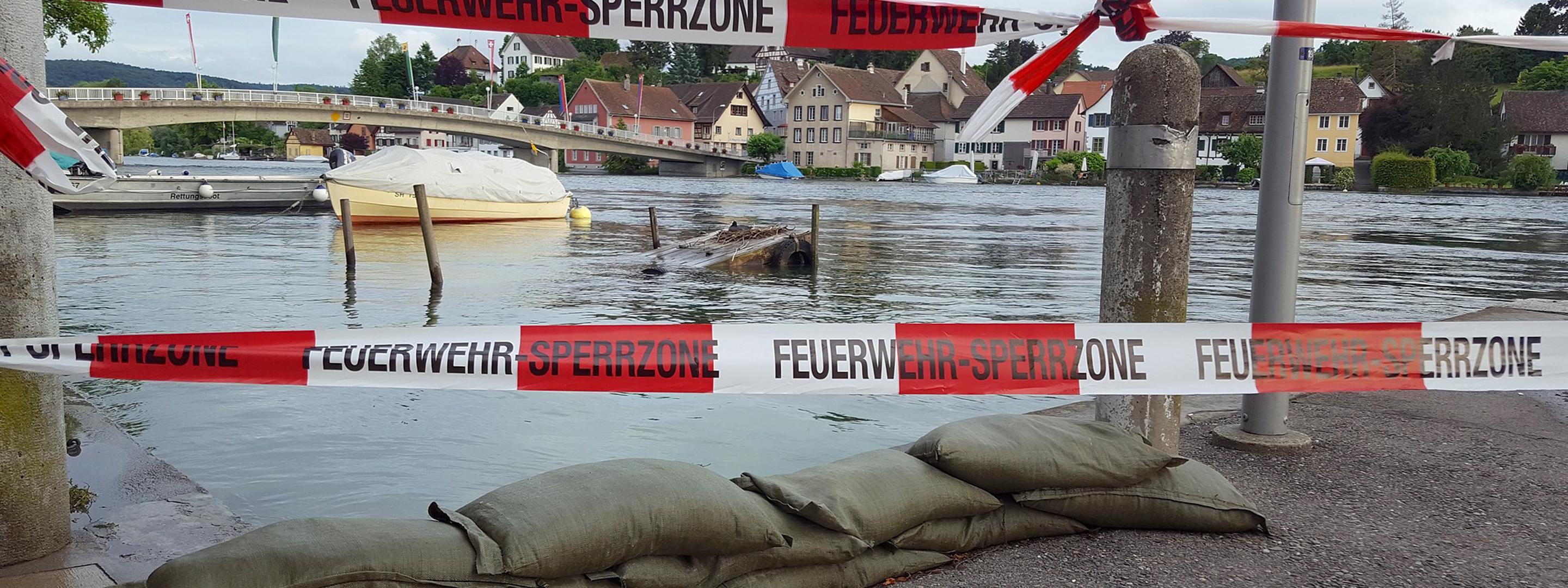 Hochwasser am Rhein in Basel