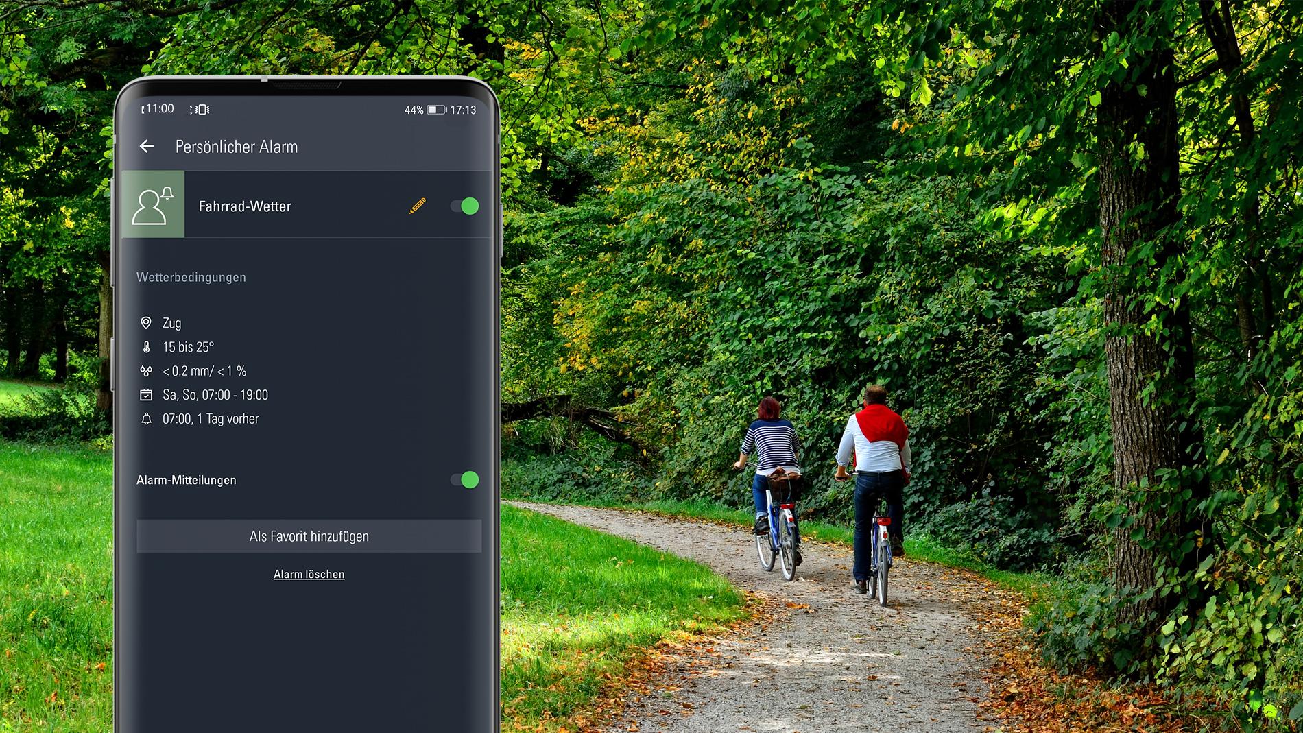 Fahrradfahren als persönlicher Alarm auf Smartphone